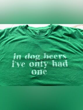 Green Graphic Short Sleeve Tee with White Slogan
